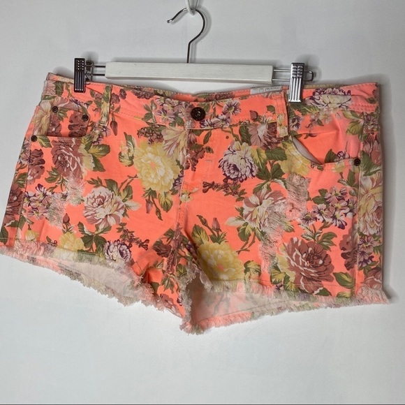 Bongo Shortie Shorts Neon Floral sz 17 - Picture 2 of 5